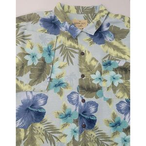 Havana Jacks Cafe Men's XXL‎ 100% Silk Hawaiian Shirt Blue Flowers Pre-Owned
